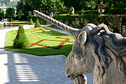 Europe, austria, austrian, salzburg, garden, gardens, mirabell, mirabell garden, mirabell gardens, palace, palaces, mirabell palace, statue, statues, unicorn, unicorns.