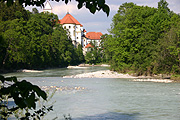 Europe, germany, bavaria, fussen, river, rivers, lech, river lech, lech river, tree, trees, architecture.