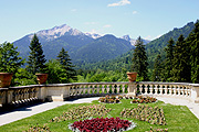 Europe, germany, bavaria, linderhof, linderhof castle, architecture, castle, castles, ludwig, king ludwig, mountain, mountains, terrace, terraces, wall, walls, garden wall, garden walls.