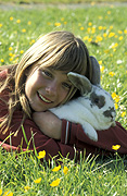 People, lawn, lawns, outdoors, child, children, girl, girls, female, females, pet, pets, rabbit, rabbits, buttercup, buttercups, people and animals, children and animals, people with animals, children with animals, Australia, Sport pictures, Sports, balloon images, hot air balloons