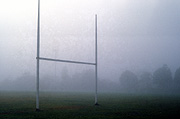 Australia, New South Wales, blue mountains, great dividing range, footballgoal post, goal posts, goalpost, goalposts, mist, misty, football ground, football grounds, oval, ovals.