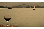 Australia, New South Wales, Sydney, Architecture, arch, arches, archway, archways, Sydney Harbour Bridge, Sydney Harbor Bridge, yacht, yachts, yachting, sail, sails, sailing, harbour bridge, bridge, bridges, mood, mood scene, mood scenes, opera house, sydney opera house, wine, alcohol, glass, glasses, wine glass, wine glasses.