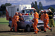 Australia, New South Wales, accident, accidents, car accident, car accidents, man, men, male, males, occupation, occupations, fireman, firemen, rescue, rescues, rescue service, rescue services, helmet, helmets, car, cars, motorcar, motorcars, motor vehicle, motor vehicles.