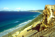 Australia, qld, queensland, cooloola, rainbow beach, beach, beaches, cliff, cliffs, water, water scene, water scenes, coast, coasts, coastline, coastlines.