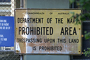 Australia, New South Wales, sydney, sign, signs, garden island, navy, naval, armed forces, no entry, no entry sign, no entry signs, prohibit, prohibited, prohibited sign, prohibited signs, fence, fences, military, defence, defence forces, armed servicesJE64,