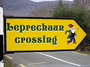 Ireland, sign, signs, road sign, road signs, roadsign, roadsigns, leprechaun, leprechaun, elf, elves, BS65,
