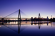 Australia, New South Wales, sydney, city, cities, architecture, bridge, bridges, anzac, anzac bridge, silhouette, silhouettes, water, reflection, reflections.