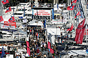 Australia, New South Wales, sydney, darling harbour, boat, boats, boating, boat show, boat shows, sign, signs, flag, flags, show, shows, entertainment, crowd, crowds.