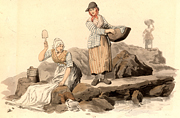 History, women, woman, welsh, wales, washing, laundry, Costume of Great Britain, William Henry Pyne, pyne, Aquatint,