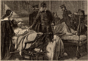 History, war, wars, franco, prussion, wilhelp, king, kings, king of prussia, Franco-Prussian War, emperoremperors, Emperor of Germany, emperors of germany, soldier, soldiers, wounded, troop, troops, engraving, engravings, WHA71,