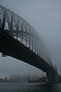 Australia, New South Wales, Architecture, arch, arches, archway, archways, Sydney, Sydney Harbour, Sydney Harbor, Sydney Harbour Bridge, Sydney Harbor Bridge, harbour bridge, bridge, bridges, fog, foggy, climate, weather, harbour, harbours, harbor, harbors.