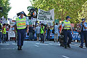 Australia, police, nsw, sydney, walk against warming, global warming, protest, protests, protesting, people, protester, protesters, sign, signs, vote, votes, voting, election, elections, crowd, crowds.