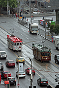 Australia, vic, victoria, melbourne, flinders, flinders street, transport, transportation, vehicle, vehicles, tram, trams, road, roads, sealed, sealed road, sealed roads.