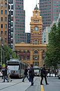 Australia, vic, victoria, melbourne, clock, clocks, pedestrian, pedestrians, flinders, flinders street, flinders street station, station, stations, railway, railways, rail, railway station, railway stations, transport, transportation, vehicle, vehicles, tram, trams.