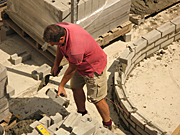 Australia, vic, victoria, melbourne, people, outdoors, man, men, male, males, worker, workers, industry, construction, construction site, constructions sites, building, building industry, building site, building sites, brick, bricks, hat, hats, cement, mortar, wall, walls.
