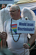 Australia, New South Wales, sydney, parade, parades, mardi gras, gay mardi gras, entertainment, festival, festivals, lesbian, lesbians, homosexual, homosexuals, gay, gays, gay and lesbian mardi gras, sign, signs, jesus, wing, wings, jewellery, necklace, necklaces.