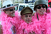 Australia, New South Wales, sydney, parade, parades, mardi gras, gay mardi gras, entertainment, festival, festivals, lesbian, lesbians, homosexual, homosexuals, gay, gays, gay and lesbian mardi gras, man, men, hat, hats, feather, feathers, helmet, helmets, sunglasses.