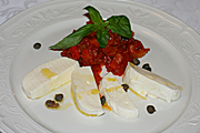 Europe, italy, italian, food, cheese, mozzarella, mozzarella cheese, tomato, tomatoes, salad, salads, plate, plates, china, crockery, dinner plate, dinner plates