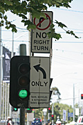 Australia, vic, victoria, melbourne, sign, signs, tram, trams, transport, transportation, vehicle, vehicles, traffic light, traffic lights, traffic signal, traffic signals, green, signal, signals, light, lights, traffic, sign, signs, arrow, arrows.