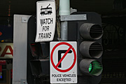 Australia, vic, victoria, melbourne, sign, signs, tram, trams, transport, transportation, vehicle, vehicles, police.