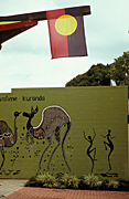Australia, qld, queensland, kuranda, mural, murals, flag, flags, aboriginal, aboriginal flag, aboriginal flags, kangaroo, kangaroos.