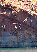 Australia, Australian, cliff, cliffs, gorge, gorges, people, child, children, puberty, teenager, teenagers, adolescent, adolescents, jump, jumps, jumping.