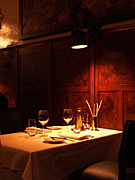 Restaurant, restaurants, table, tables, furniture, glasses, wine, wine glass, wine glasses, light, lights, lighting, electricity, Romeo,