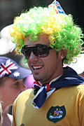 Australia, New South Wales, sydney, Australia Day, Celebration, Celebrations, Australia day celebrations, people, child, children, puberty, flag, flags, australian, australian flag, australian flags, wig, wigs, teenager, teenagers, adolescent, adolescents, sunglasses, badge, badges.