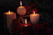 Candle, candles, flame, flames, velvet, rose, roses, red, red flower, red flowers, red rose, red roses.