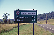 Australia, New South Wales, bucketts way, road, roads, sealed, sealed road, sealed roads, krambach, taree, sign, signs, roadsign, roadsigns, road sign, road signs, great dividing range.