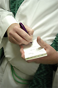 Religion, religions, religious, religious building, religious buildings, catholic, catholics, catholic religion, roman catholic, roman catholics, roman catholic church, roman catholicism, christianity, paper, christian, christians, faith, spirituality, worship, worships, worshipping, people, man, men, male, males, pastor, pastors, rite of blessing, catholic church, catholic churches, interior, interiors, parish, parishes, hand, hands, pen, pens, write, writes, writing, writing pad, writing pads, note pad, note pads, note, notes, MM49,