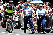 Police, police force, emergency service, emergency services, law, law enforcer, law enforcement, law and order, ambulance, st johns ambulance, ambulances, people, crowd, crowds, bicycle, bicycles, bicycles, cycle, cycles, cycling, Australia, New South Wales, sydney, parade, parades, christmas, christmas scene, christmas scenes.