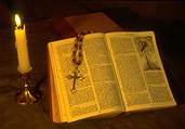 Book, books, paper, bible, bibles, holy bible, holy bibles, religion, religious, candle, candles, rosary, rosary bead, rosary beads, cross, crosses, flame, flames.