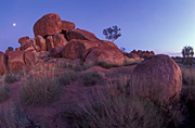 Australia, NT, Northern Territory, moon, the moon, wauchope, stuart, stuart highway, vegetation, outback, australian outback, outback australia, Devils Marble, Devils Marbles, Devils Marbles Conservation Reserve, boulder, boulders, rock, rocks, granite, granite boulder, granite boulders, devil's marbles, geological formation, geological formations, weathering, spheroidal weathering, outback, australian outback, outback australia, sky, skies, blue sky, blue skies, cloud, clouds, outback, australian outback, outback australia.