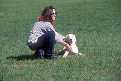 Australia, people, woman, women, female, females, dog, dogs, domestic, domestic dog, domestic dogs, labrador, labradors.