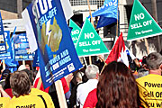 Australia, New South Wales, sydney, rally, rallies, protest, protests, signs, sign, electricity, darling harbour, protester, protesters, demonstration, demonstrations, crowd, crowds, people.