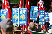 Australia, New South Wales, sydney, rally, rallies, protest, protests, signs, sign, electricity, darling harbour, protester, protesters, demonstration, demonstrations, crowd, crowds, people.