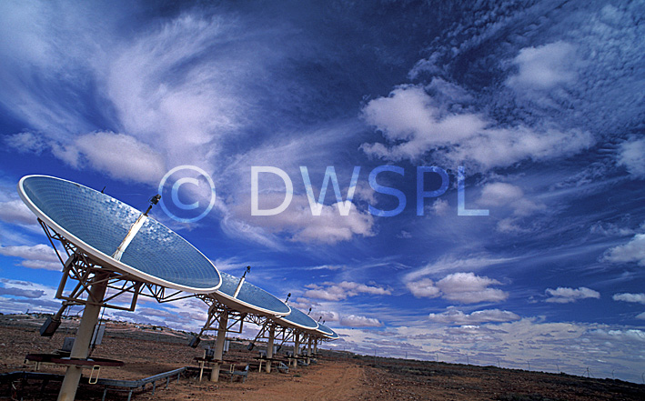 stock photo image: Australia, New South Wales, white cliffs, solar, solar power, solar power station, solar power stations, power station, power stations, dish, dishes, solar dish, solar dishes, white cliffs solar station, white cliffs solar power station, power, parabolic, parabolic dish, parabolic dishes, photovoltaic, photovoltaic system, photovoltaic systems, photovoltaic cell, photovoltaic cells, outback, australian outback, outback australia, solar, solar energy, solar power, energy, technology, engineering.