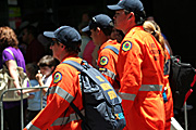 Australia, Emergency, Emergencies, Emergency service, Emergency services, SES, Rescue, Rescue Services, people, man, men, male, males, occupation, occupations, outdoors, uniform, uniforms, helmet, helmets, safety.