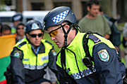 Australia, New South Wales, police, police force, emergency service, emergency services, law, law enforcer, law enforcement, law and order, helmet, helmets, sydney, people, apec, apec demonstration, demonstrator, demonstrators, demonstration, demonstrations, protest, protests, asia pacific economic cooperation.