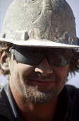 Industry, industrial, gold, gold mining, gold mining, occupation, occupations, man, men, male, males, miner, miners, driller, drillers, helmet, helmet, goggles, goldfields, WA, Western Australia, mine, mining, protective clothing, protective clothes, beard, beards, smile, smiles, smiling, portrait, portraits, people.