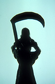 Statue, statues, grim reaper, fear, horror, death, cross, crosses.