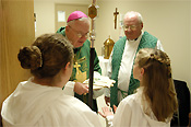 Religion, religions, religious, religious building, religious buildings, catholic, catholics, catholic religion, roman catholic, roman catholics, roman catholic church, roman catholicism, christianity, christian, christians, faith, spirituality, worship, worships, worshipping, people, man, men, male, males, archbishop, archbishops, pastor, pastors, rite of blessing, catholic church, catholic churches, interior, interiors, parish, parishes, child, children, MM49,