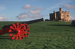 Europe, Western Europe, Britain, British Isles, England, United Kingdom, Great Britain, canon, canons, castle, castles, Pendennis castle, Falmouth, Cornwall, wheel, wheels, circle, circles, circular, cloud, clouds, sky, skies, blue sky, blue skies, architecture, AM04,