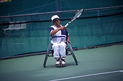 Australia, Sport pictures, Sports, swing, swings, tennis, tennis game, tennis games, outdoors, leisure, tennis racquet, tennis racquets, racquet, racquets, ball, balls, tennis ball, tennis balls, court, courts, tennis court, tennis courts, man, men, male, males, handicapped, handicapped people, people, handicapped man, handicapped men, paraplegic, paraplegics, wheelchair, wheelchairs, australia, outdoors, disabled, disability, disabilities, disabled people, disabled sports.