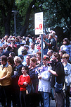 Australia, New South Wales, sydney, sign, signs, road sign, road signs, Anzac, Anzacs, Anzac Day, Anzac Days, flag, flags, australian flag, australian flags, crowd, crowds, spectator, spectators, audience, audiences.