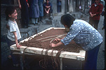 Asia, China, Bangiao, Bangiao Village, Girl, Girls, people, child, Children, weave, weaves, weaving, craft, crafts, carpet weaving, weaving carpet, weaving carpets, asian, asians, asian people, asian child, asian children, people, woman, women, occupation, occupations.