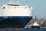 Transport, transportation, vehicle, vehicles, ship, ships, shipping, vessel, vessels, tug, tugs, tug boat, tug boats, tugboat, dresden, tugboats, container, containers, container ship, container ships, containerization, cargo, cargo ship, cargo ships, harbour, harbours, container, containers, shipping container, shipping containers, box, boxes, dock, docks, docked, dockyard, dockyards, new South Wales, nsw, australia.