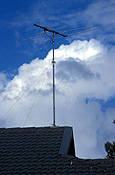 Australia, New South Wales, sydney, house, houses, housing, roof, roofs, rooves, aerial, aerials, television, televisions, television aerial, television aerials, cloud, clouds.