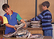 People, child, children, puberty, indoors, boy, child;children, boys, teenager, teenagers, teenage boy, teenage boys, adolescent, adolescents, male, males, recycle, recycling, newspaper, newspapers, paper, magazine, paper, magazines, table, tables, furniture, Australia, Sport pictures, Sports, balloon images, hot air balloons